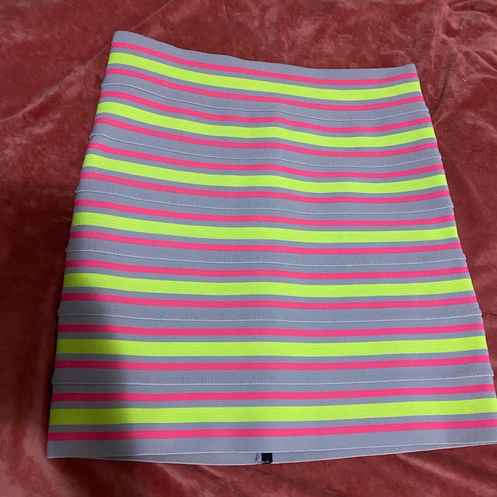 Pleasure Doing Business Gray Skirt with Bright Stripes